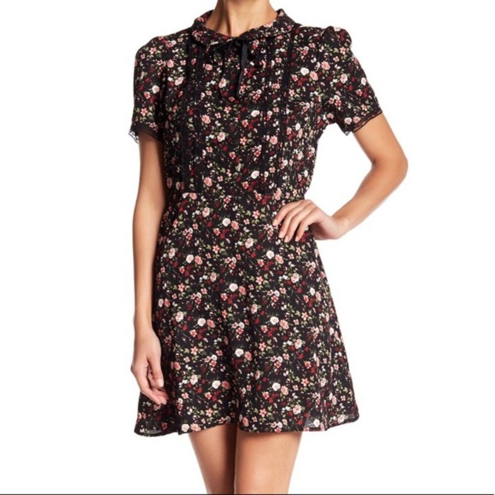 Ten Sixty Sherman Floral Print Tie Neck Dress